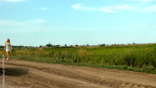 pretty woman walking  reed