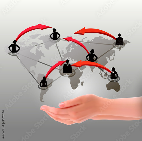 Hands holding social network. Vector illustration