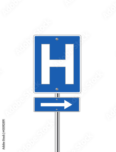 Hospital sign on white