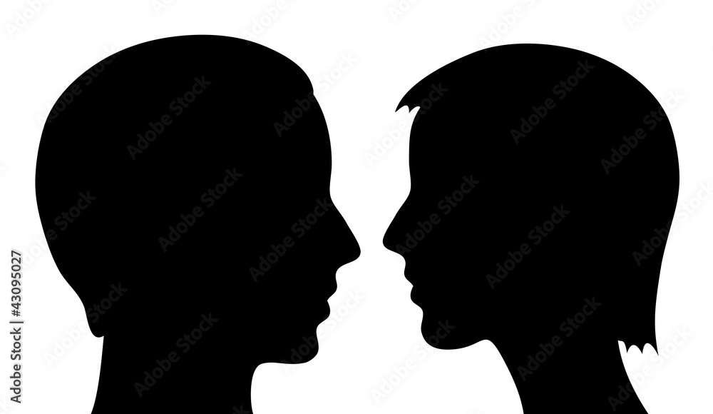 Man and woman, vector silhouettes