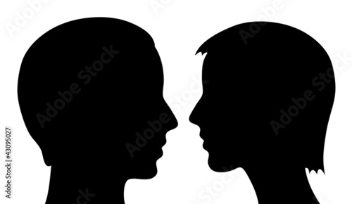 Man and woman, vector silhouettes