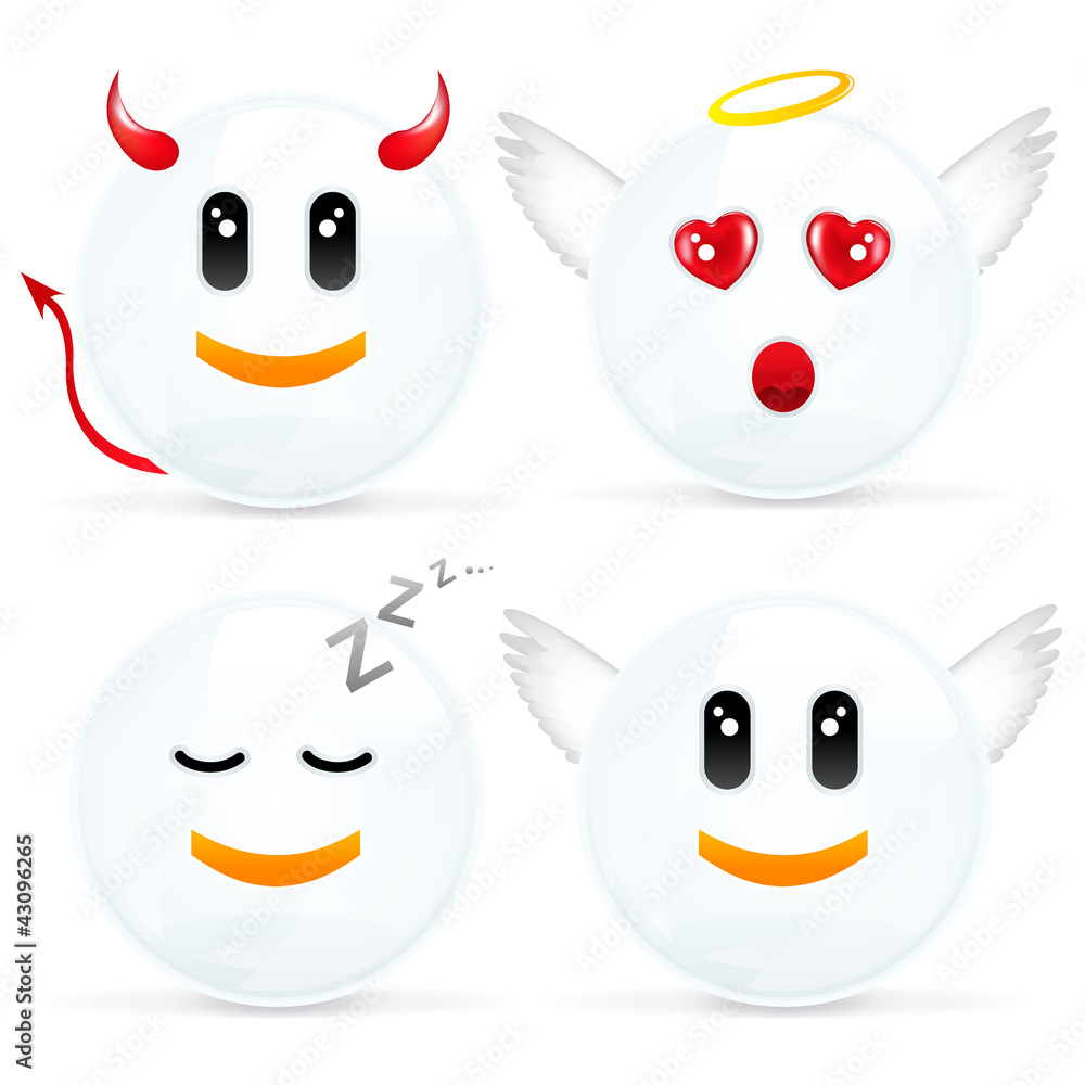Set Of Cheerful Smiles Set Of Cheerful Smiles