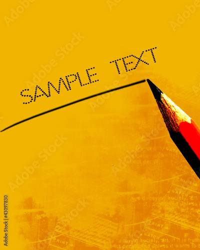 Pencil with line and sample text photo