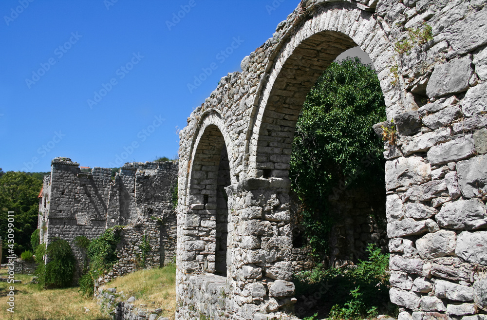 Ruins of ancient town in Stari Bar, Montenegro.