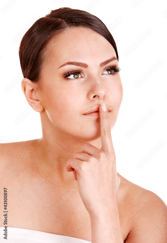 Beautiful young woman with long false eyelash. Beautiful young woman with long false eyelash.