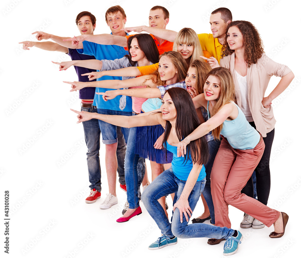 Group people pointing. Group people pointing.