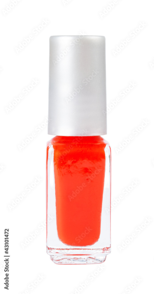 Red nail polish on white background Red nail polish on white background