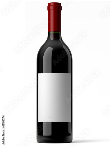 Bouteille de vin rouge sur fond blanc 1 photo