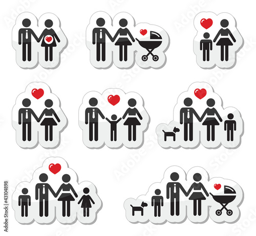 People icons - family  baby  pregnant woman  couples