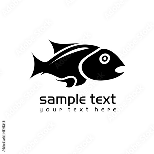 black isolated fish on white background