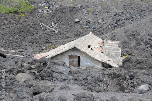 House buried under lava