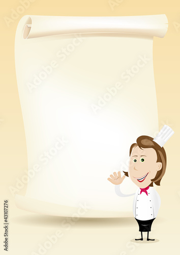 Woman Chef Restaurant Poster Menu background