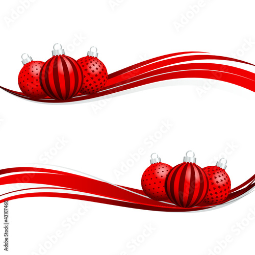 Banner Christmas Red/Silver Christmas Balls Pattern