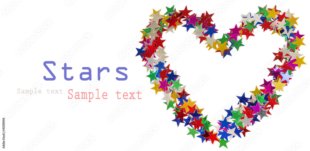 Big heart composed of many colored stars on white Big heart composed of many colored stars on white