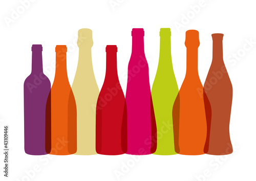 Bouteilles de Vins Multicolores