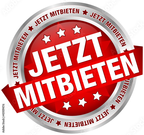 Button Banner "Jetzt mitbieten" rot/silber