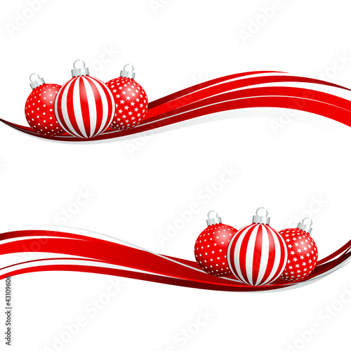 Banner Christmas Red/White/Silver Christmas Balls Pattern