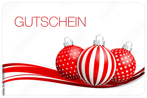 Gutschein Christbaumkugeln rot/weiß/silber