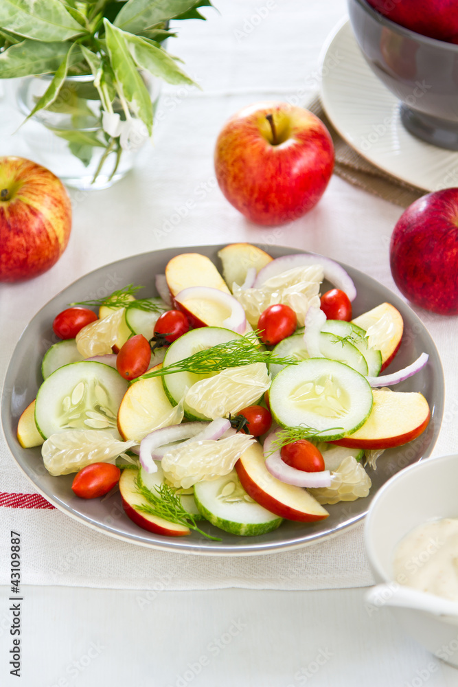 Apple and Grapefruit salad with yogurt dressing Apple and Grapefruit salad with yogurt dressing