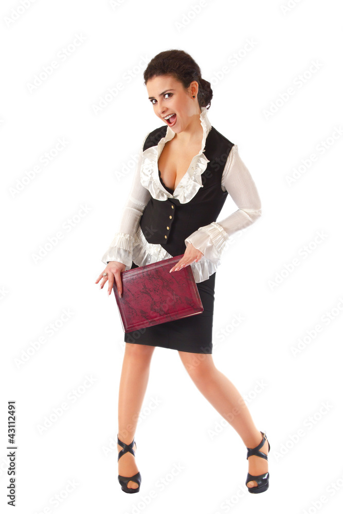 Girl in a business suit with a folder