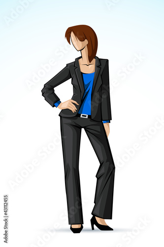 vector illustration of business lady posing in formal suit