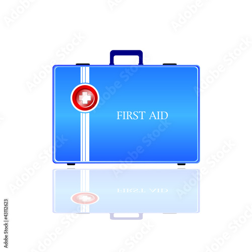 first aid in blue bag illustration