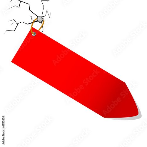 label in red color with crack on the wall vector