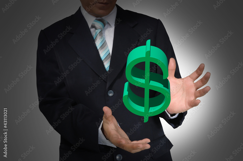 Hand of business Man holding Dollar symbol Hand of business Man holding Dollar symbol