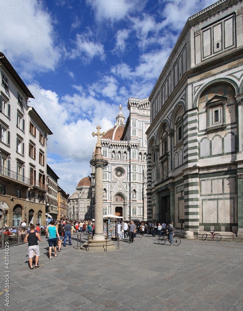 View of the Duomo and the city of Florence, Italy.