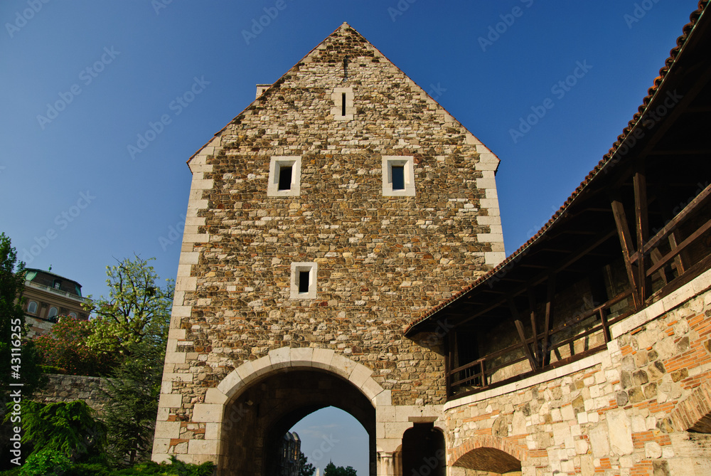 Gate of the medieval barbican - Buda castle in Budapest, Hungary