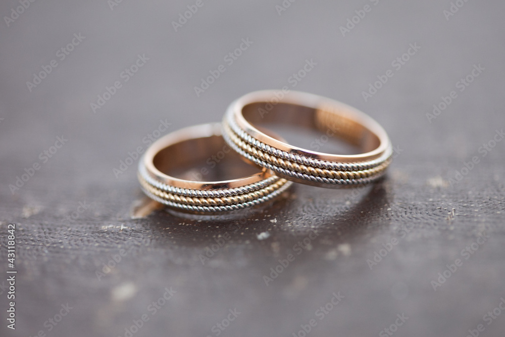 Beautiful wedding rings on the table Beautiful wedding rings on the table