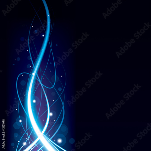 Abstract blue glowing wave background.
