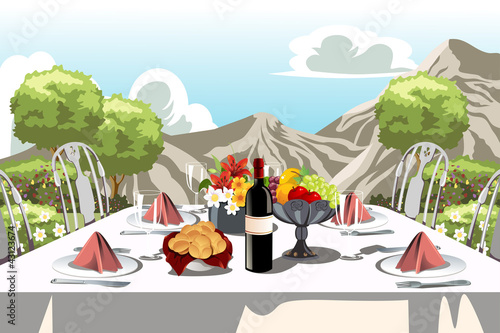 Garden party table arrangement