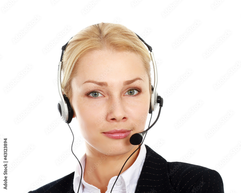 A female customer service consultant, closeup A female customer service consultant, closeup
