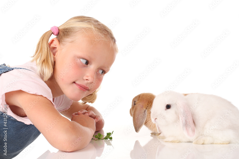 Blondes Mädchem mit Hasen Blondes Mädchem mit Hasen