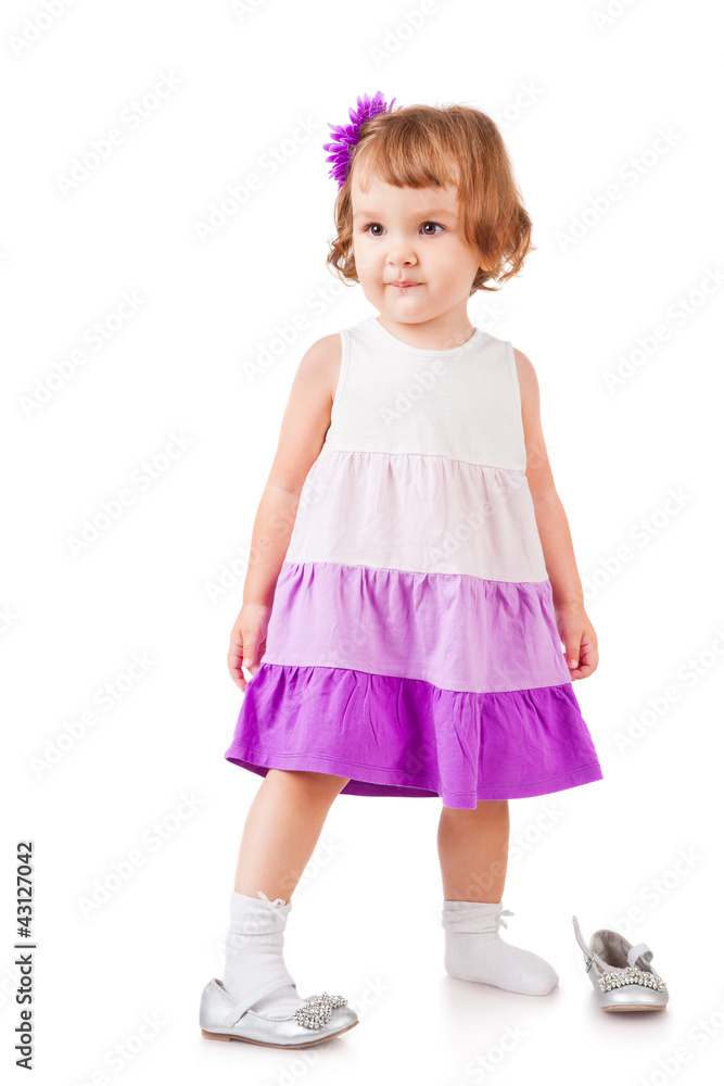 The little girl with shoes, isolated on white The little girl with shoes, isolated on white