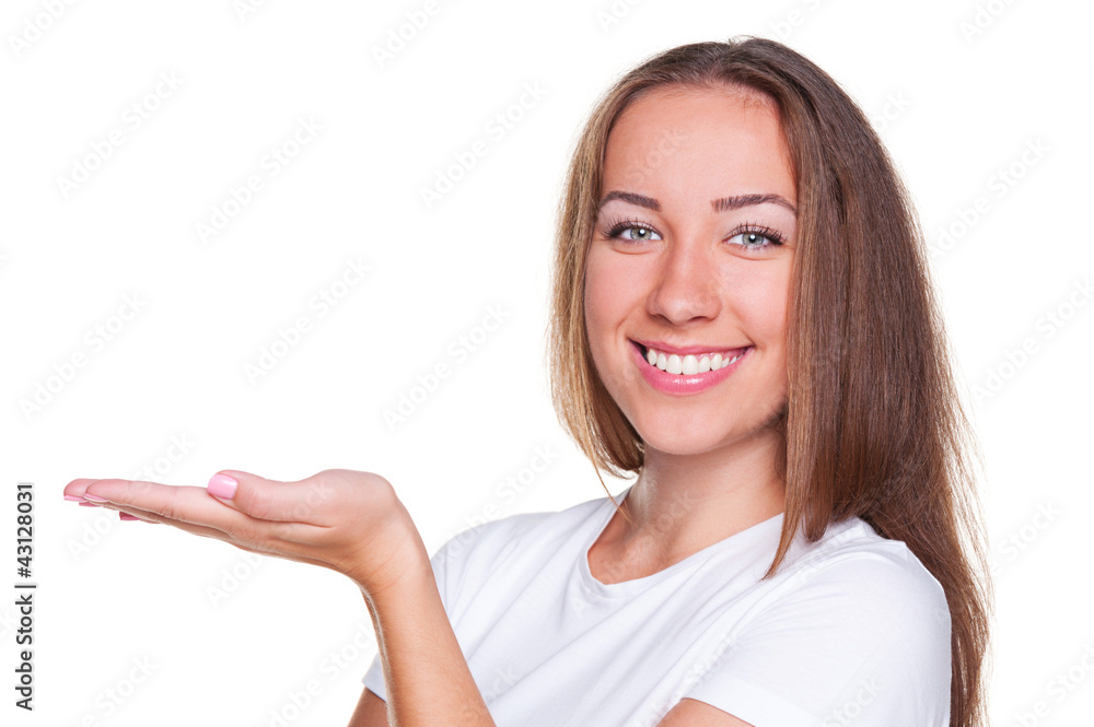 woman holding open palm