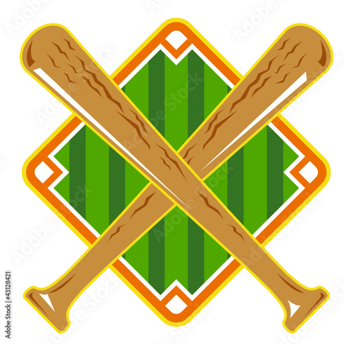 Baseball Diamond Crossed Bat Retro
