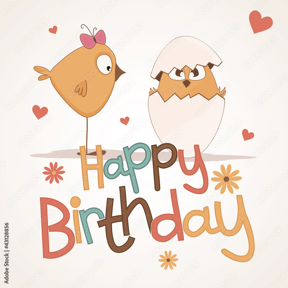 Fototapeta premium Cute happy birthday card.
