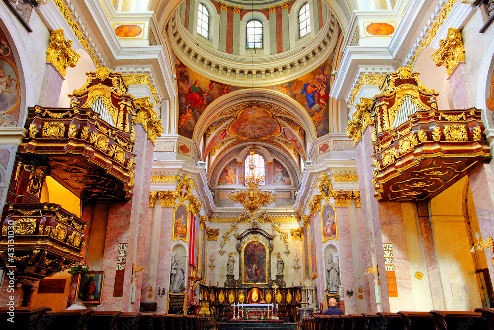 Interior of  Cathedral Saint Nicholas in Ljubljana - Slovenia