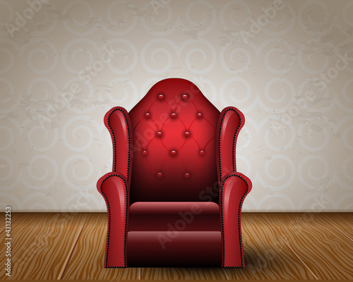 Illustration of vintage armchair in room