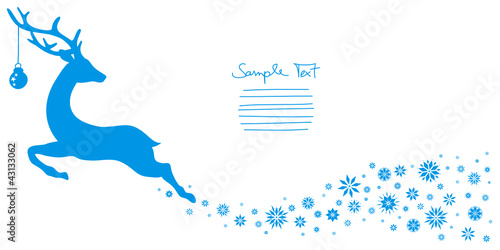Flying Reindeer Snowflakes & Christmas Ball Iceblue