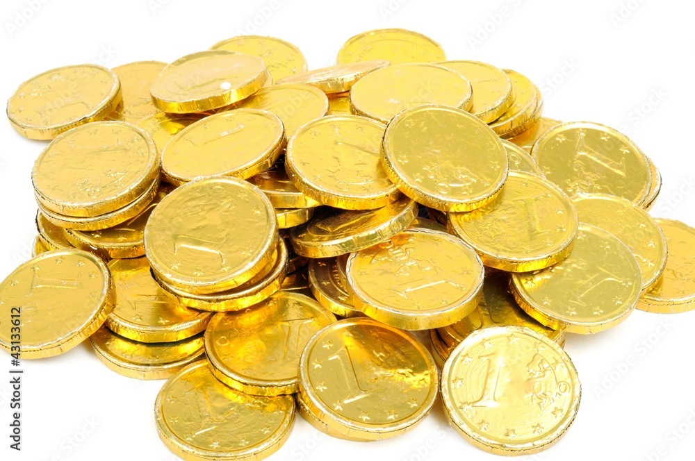 Golden euro coins