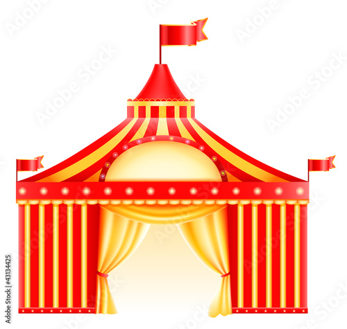 Big top circus tent isolated in white. Icon.