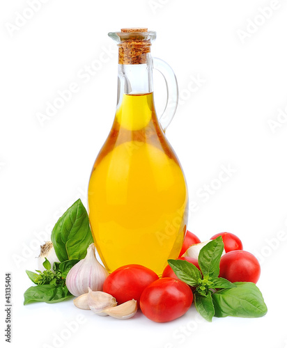 oil bottle with vegetables