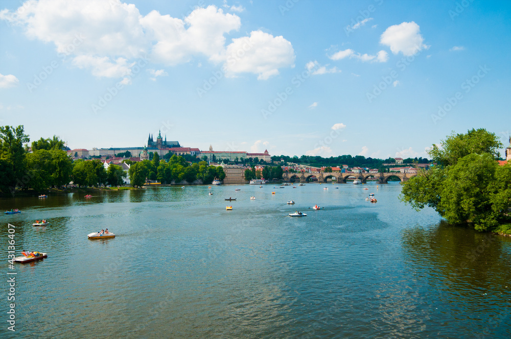  The View on summer Prague above River Vltava