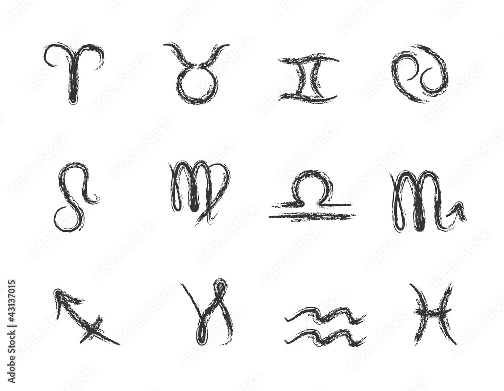 Horoscope paint brush zodiac vector signs Horoscope paint brush zodiac vector signs