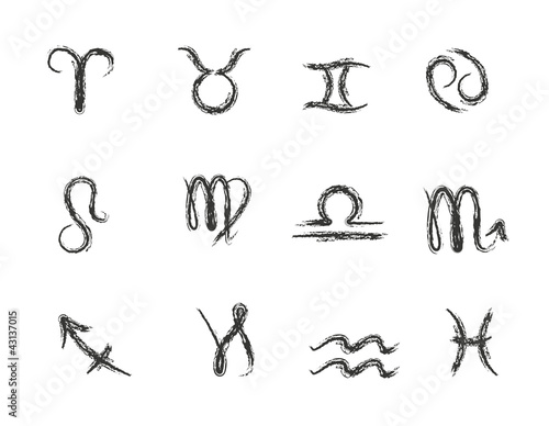 Horoscope paint brush zodiac vector signs