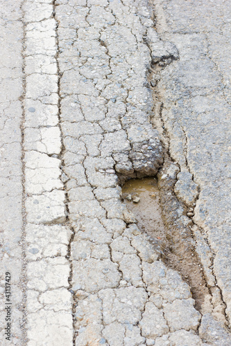 Broken asphalt