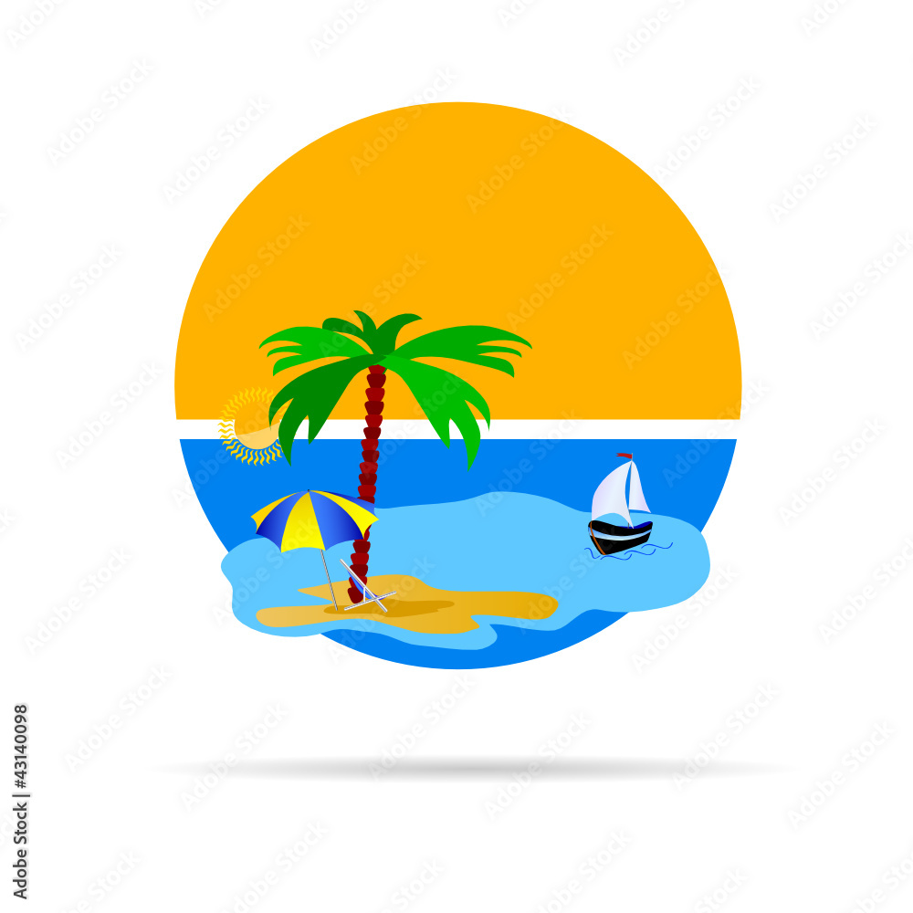 beach vector illustration with palm tree
